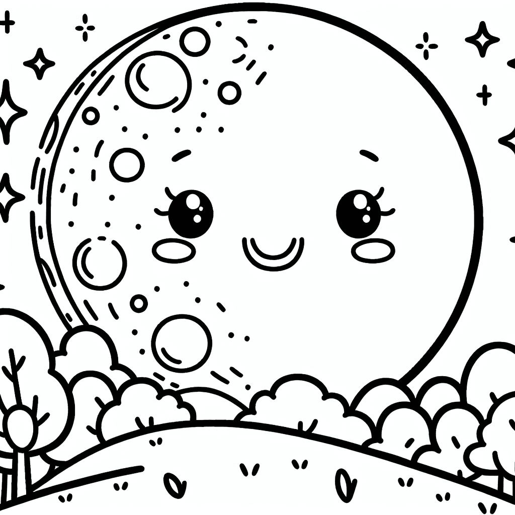 cute moon night coloring pages