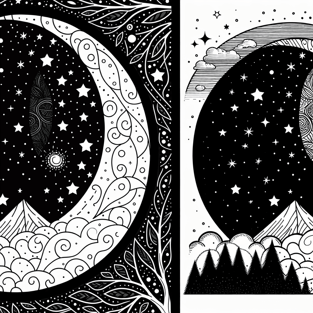 Additional cute moon night coloring page 1