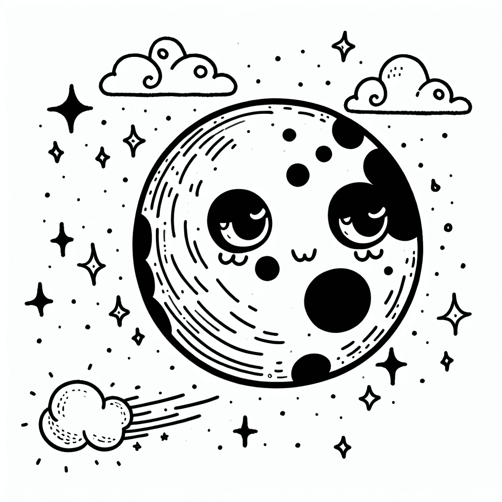 Additional cute moon night coloring page 2