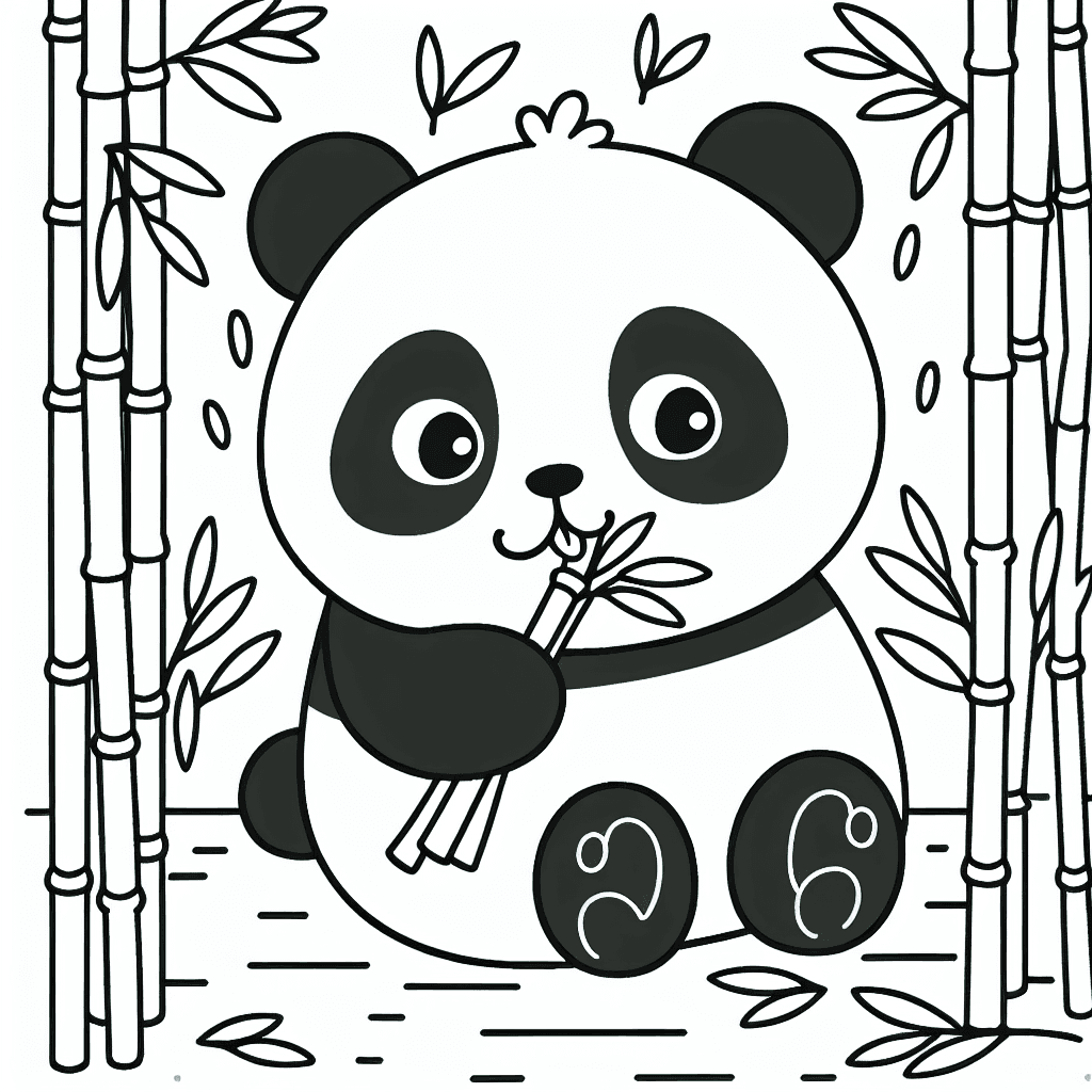 cute panda bamboo coloring pages