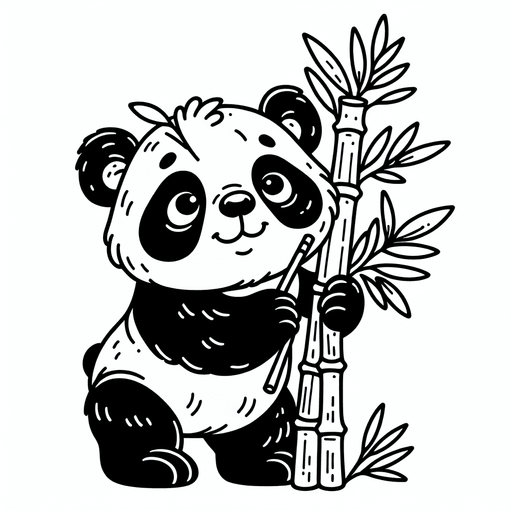 Additional cute panda bamboo coloring page 2