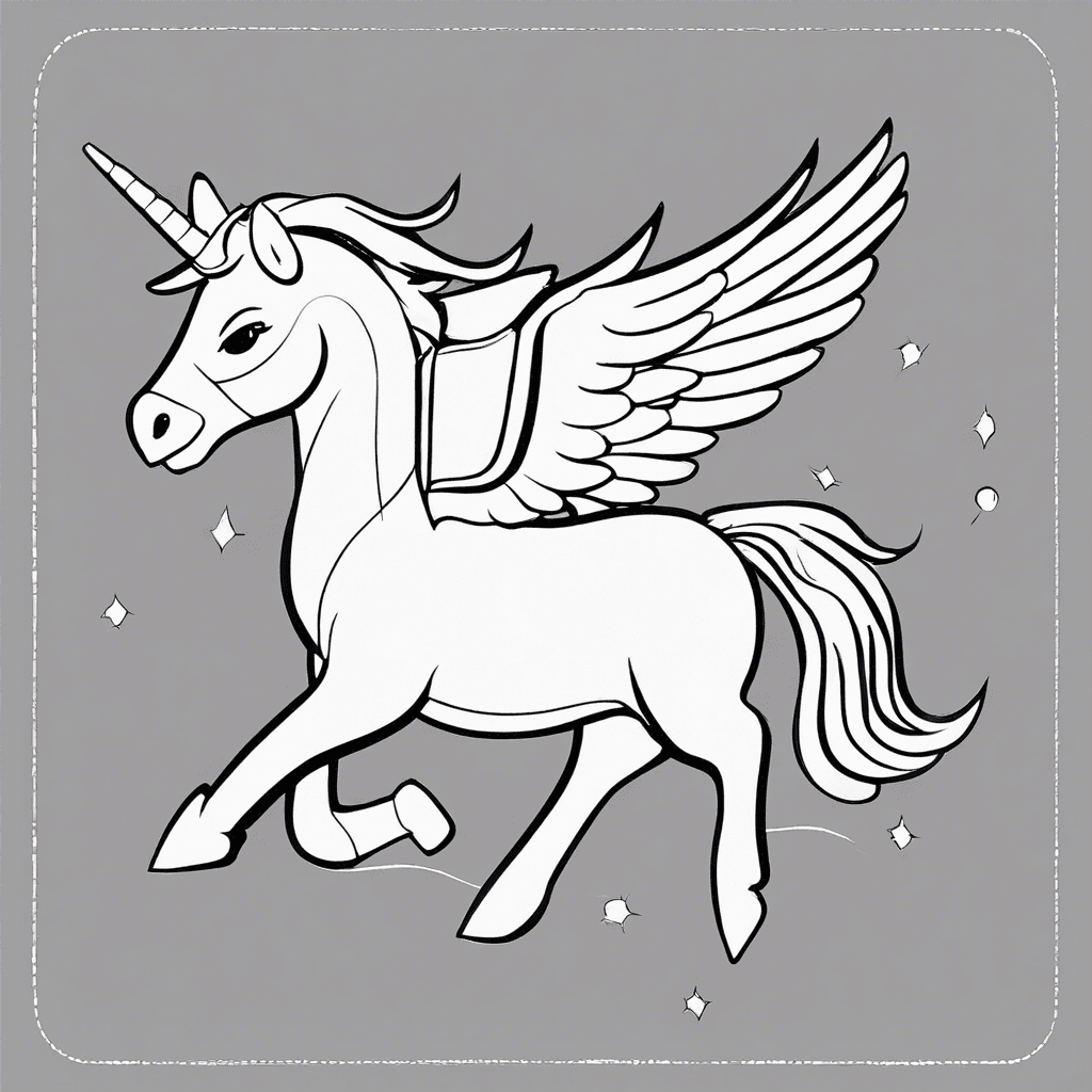 Additional cute pegasus fly coloring page 2