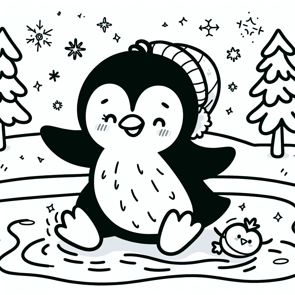 cute penguin ice coloring pages