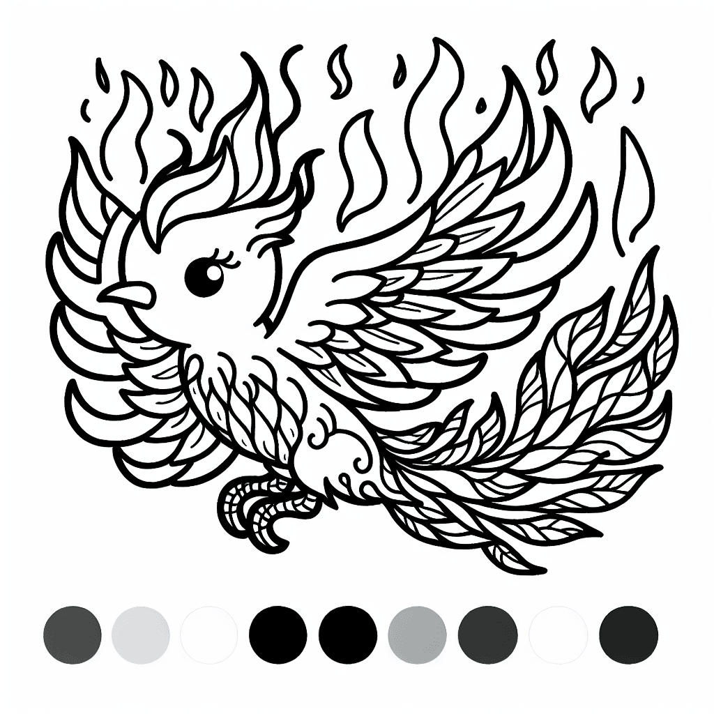 cute phoenix fire coloring pages