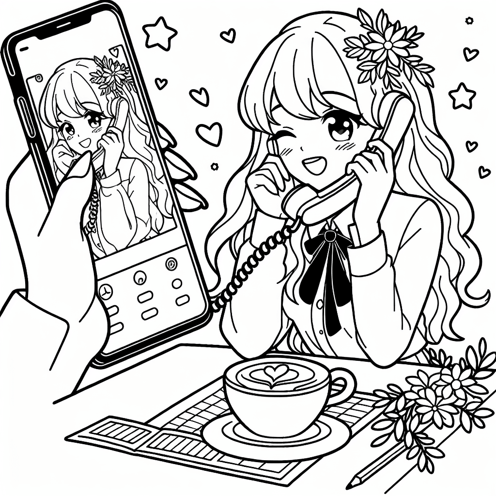 Additional cute phone call coloring page 1