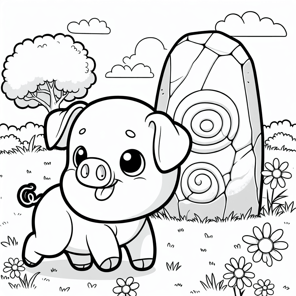 cute pig mud coloring pages