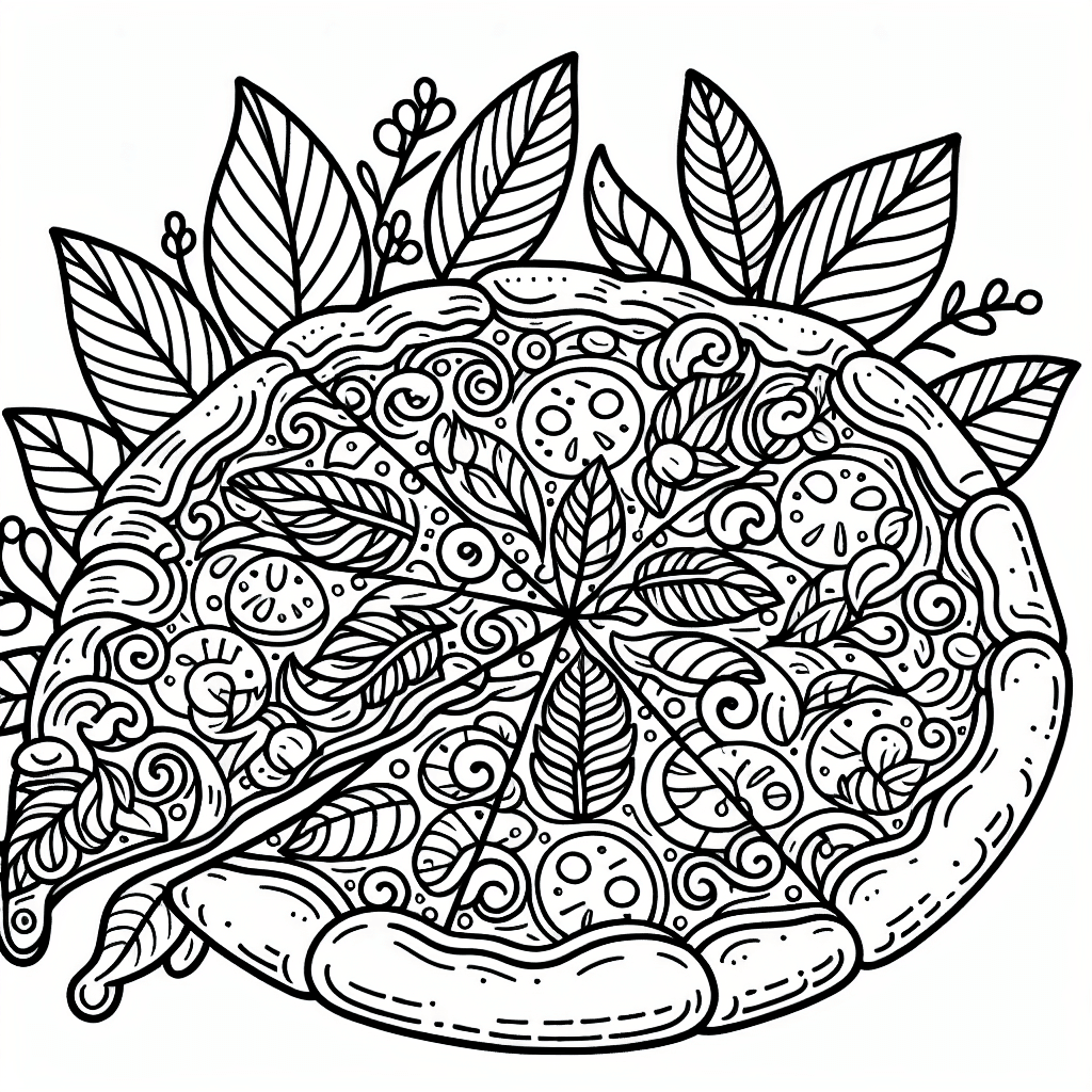 Additional cute pizza coloring page 1