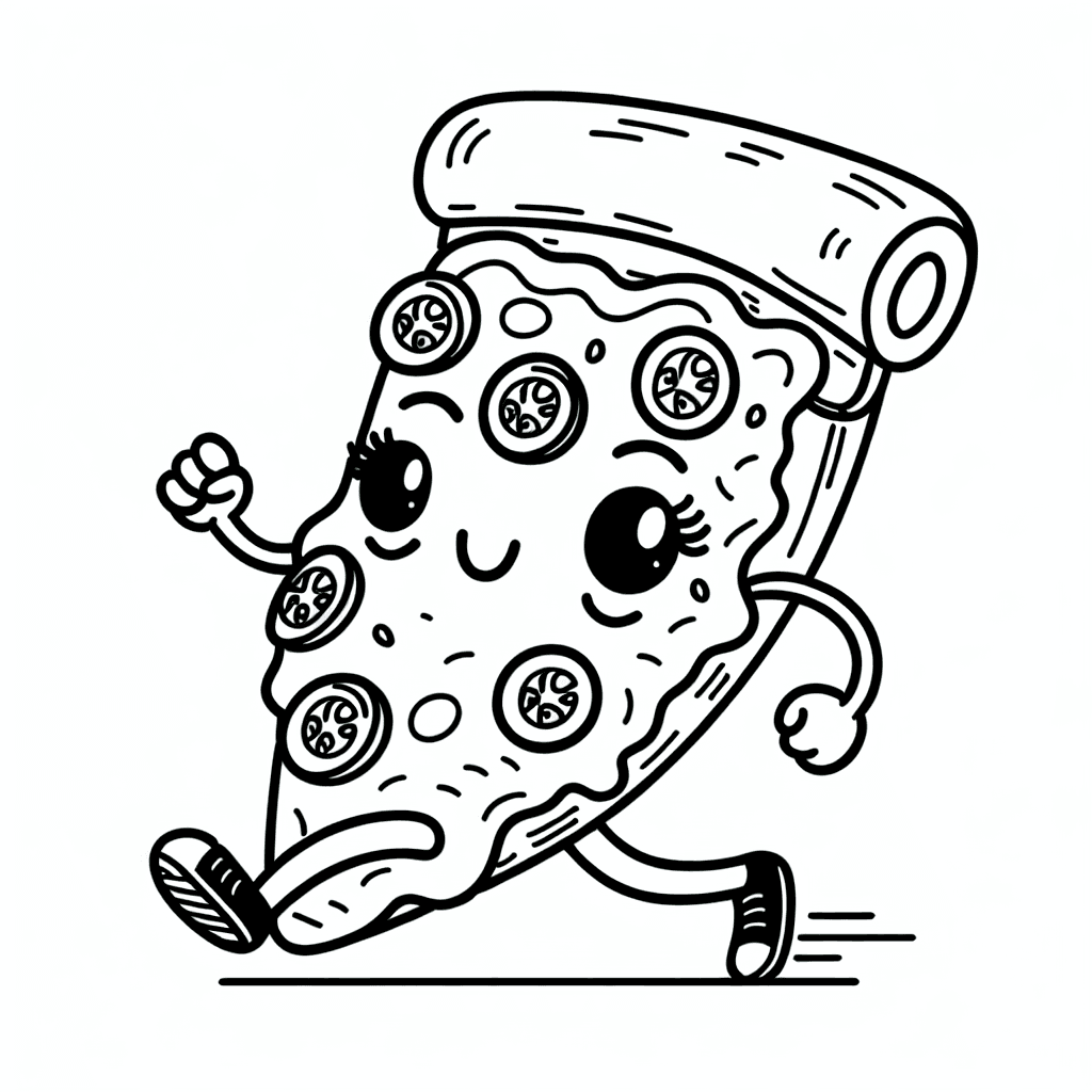 Additional cute pizza coloring page 2