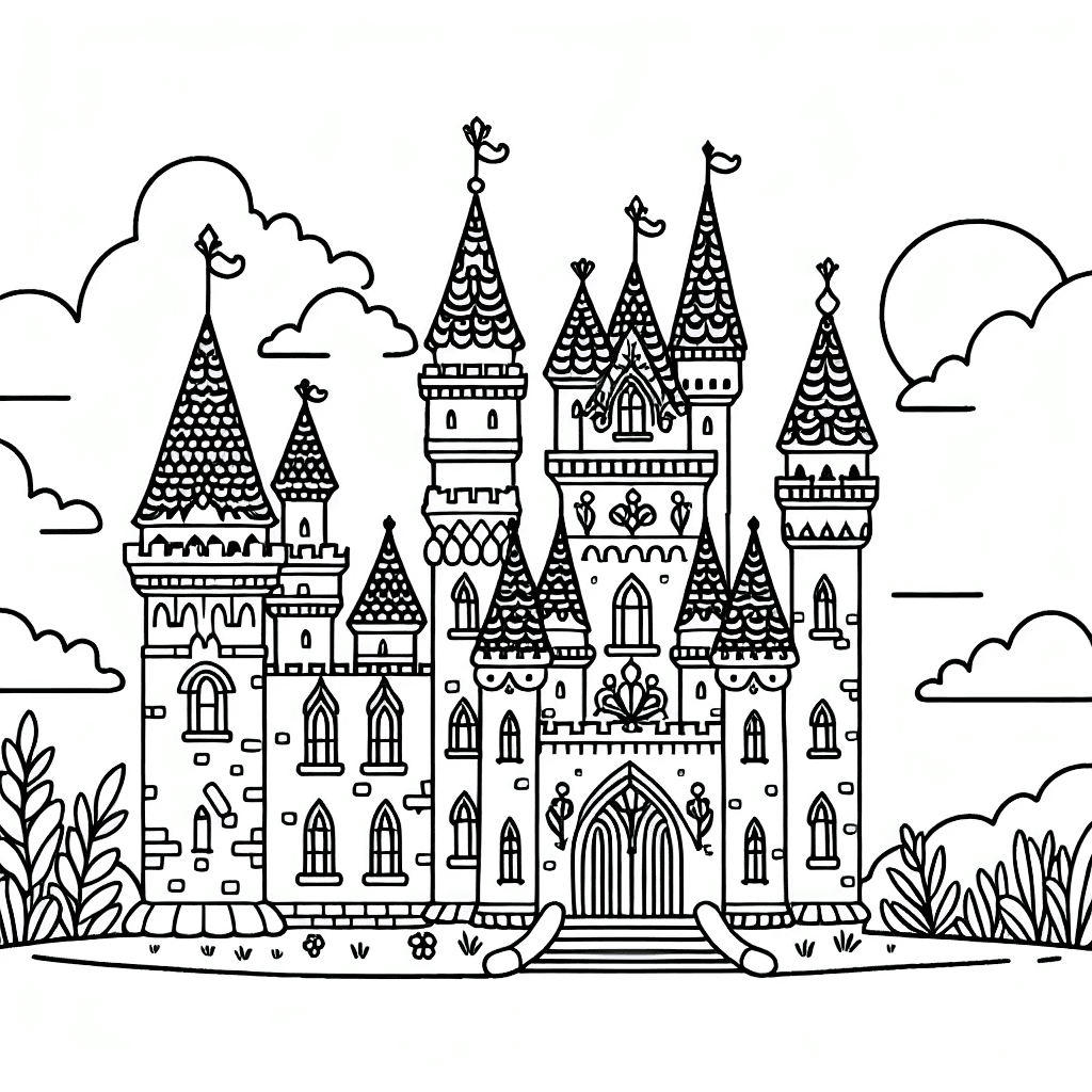 Additional cute princess castle coloring page 1