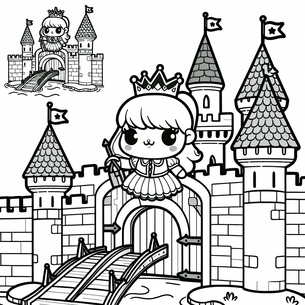 Additional cute princess castle coloring page 2