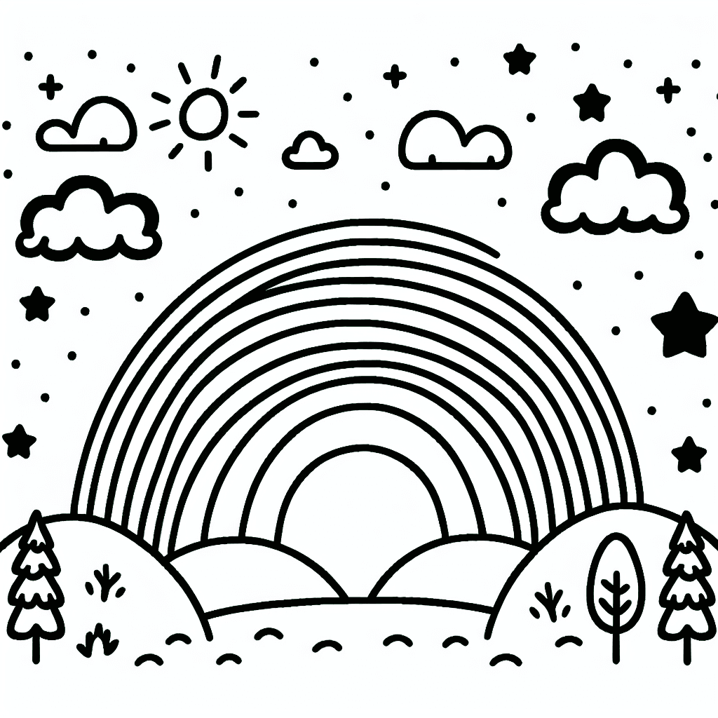 cute rainbow sky coloring pages