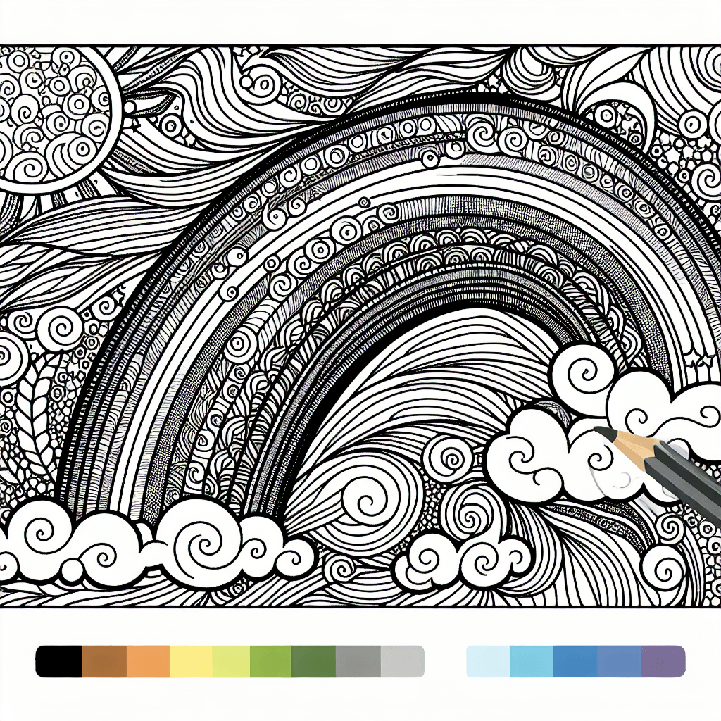 Additional cute rainbow sky coloring page 1