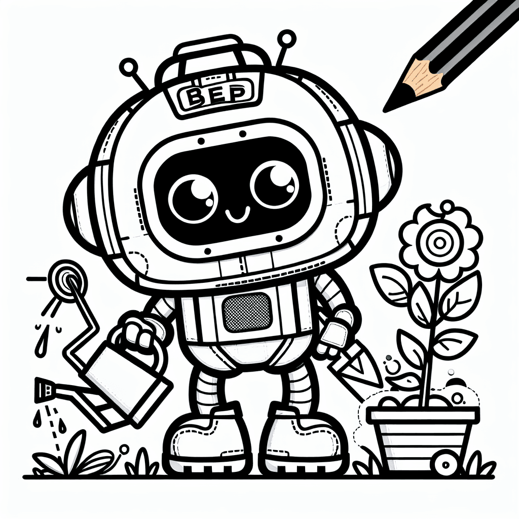 Additional cute robot beep coloring page 2