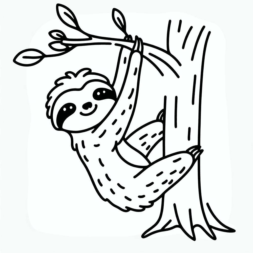 cute sloth tree coloring pages