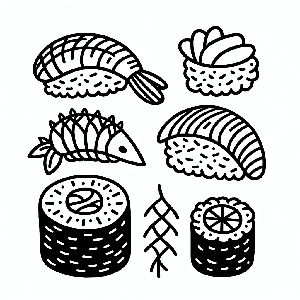 cute sushi coloring pages