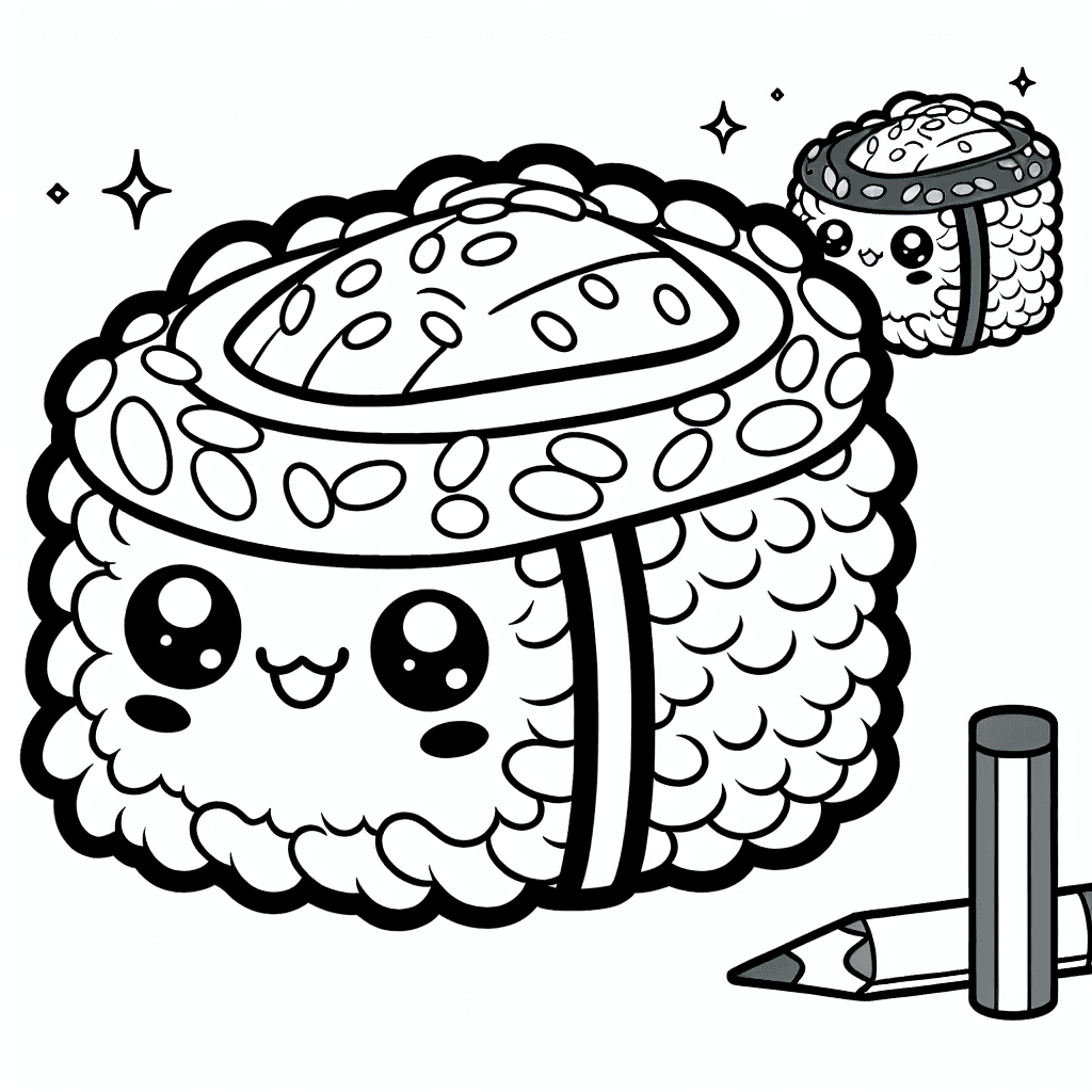 Additional cute sushi coloring page 1