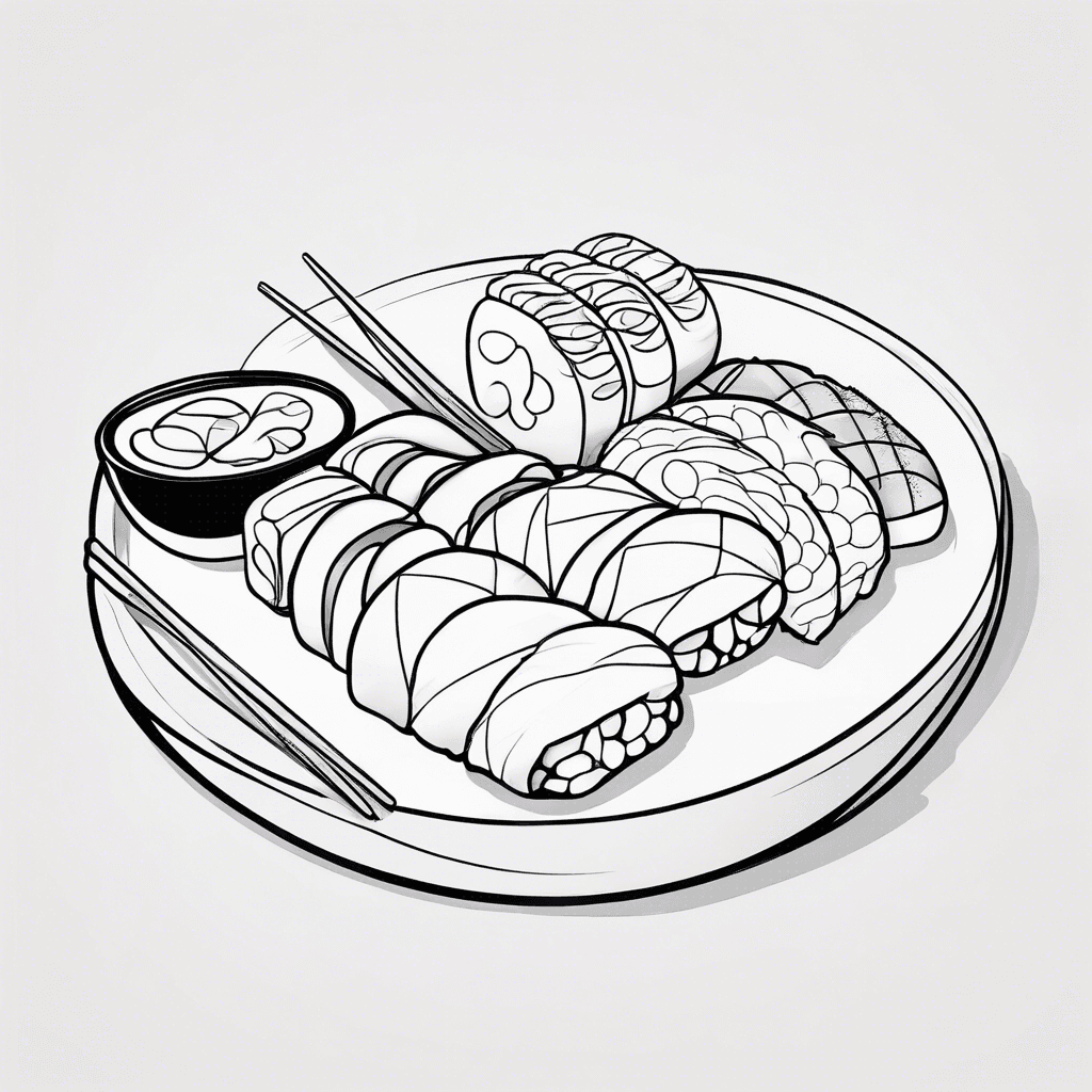 Additional cute sushi coloring page 2