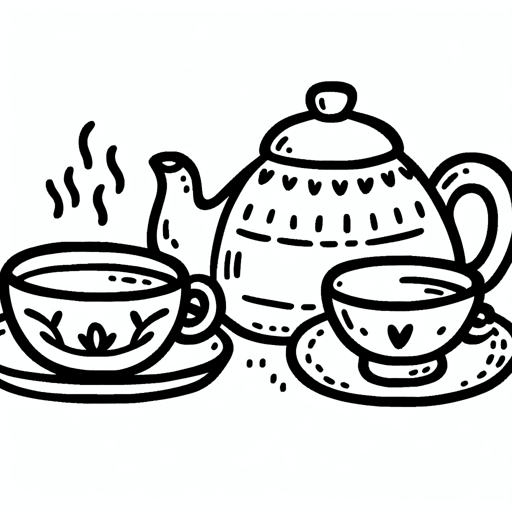 cute tea coloring pages