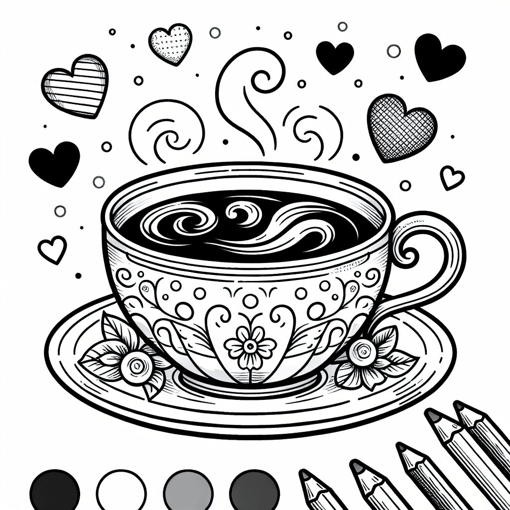 Additional cute tea coloring page 1