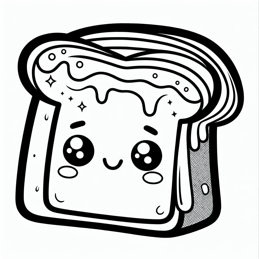 Additional cute toast coloring page 1