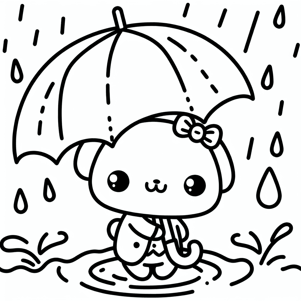 cute umbrella rain coloring pages