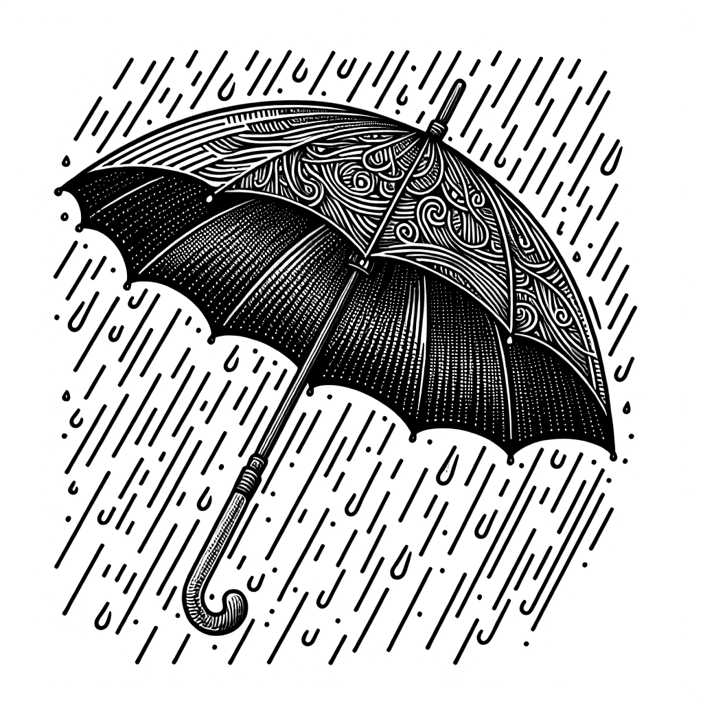 Additional cute umbrella rain coloring page 1