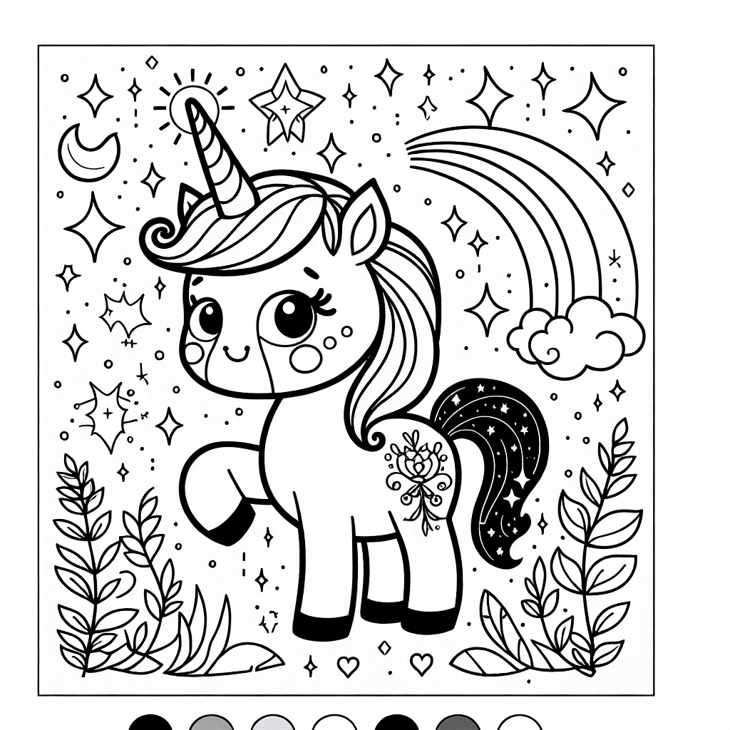 cute unicorn magic coloring pages