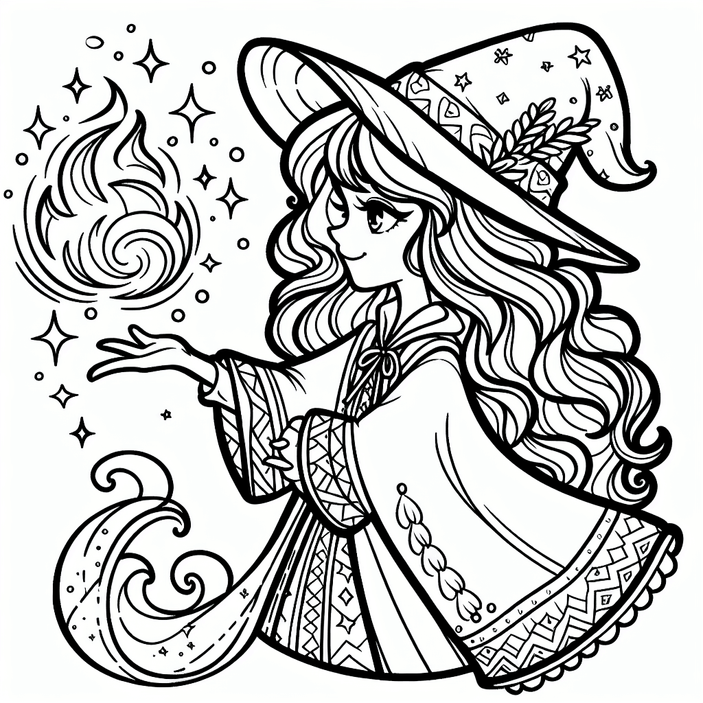 Additional cute wizard spell coloring page 1