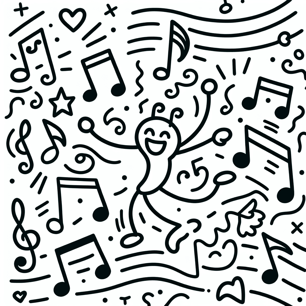 dancing music coloring pages