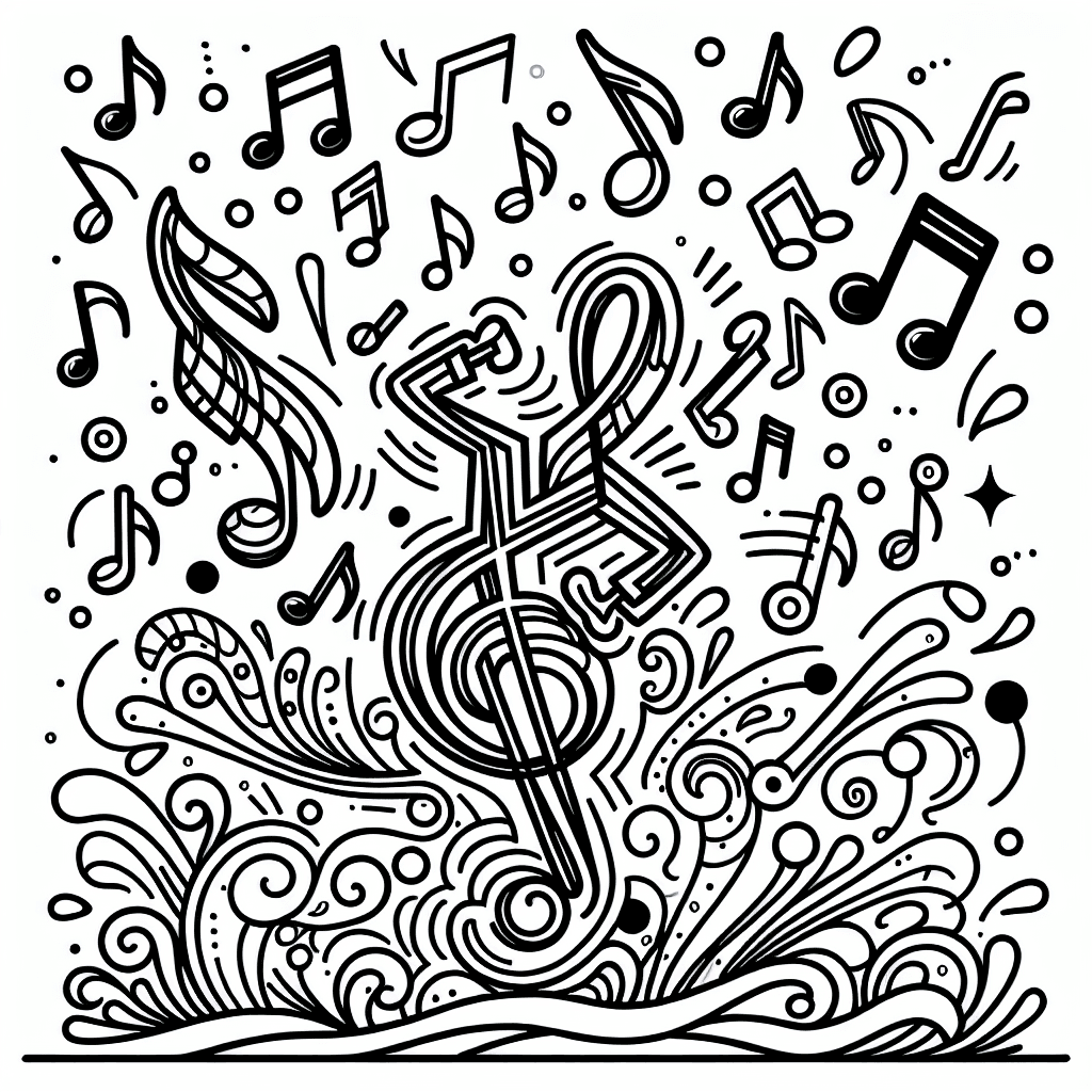 Additional dancing music coloring page 1