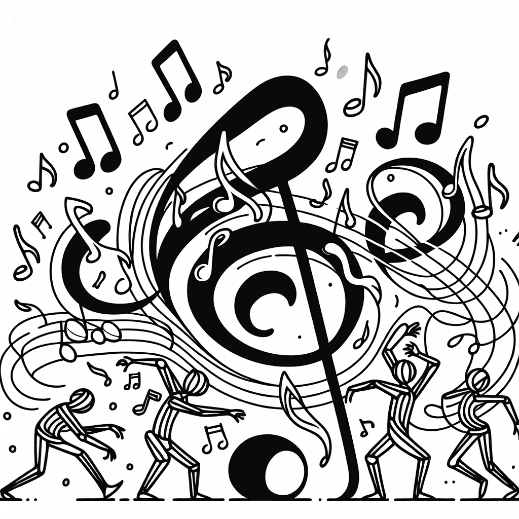 Additional dancing music coloring page 2