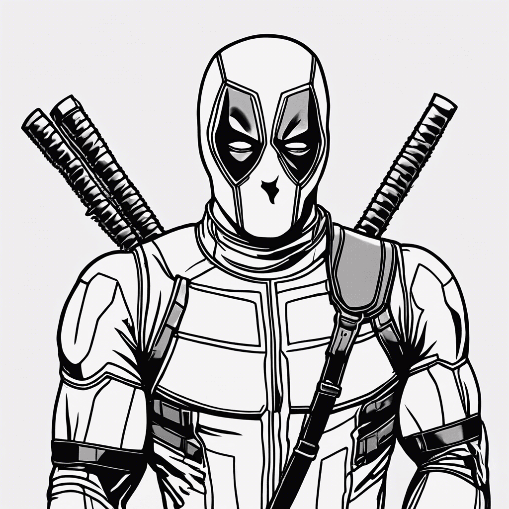 Additional deadpool funny coloring page 1