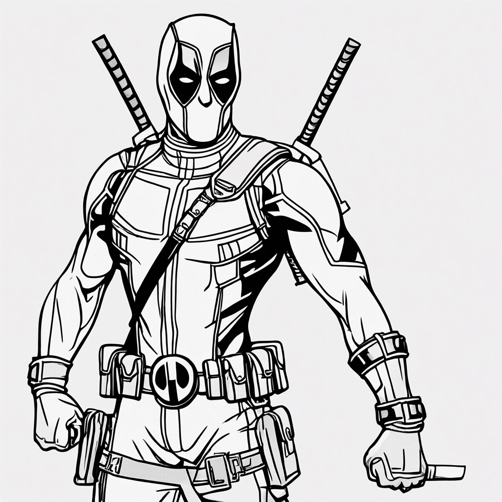 Additional deadpool funny coloring page 2