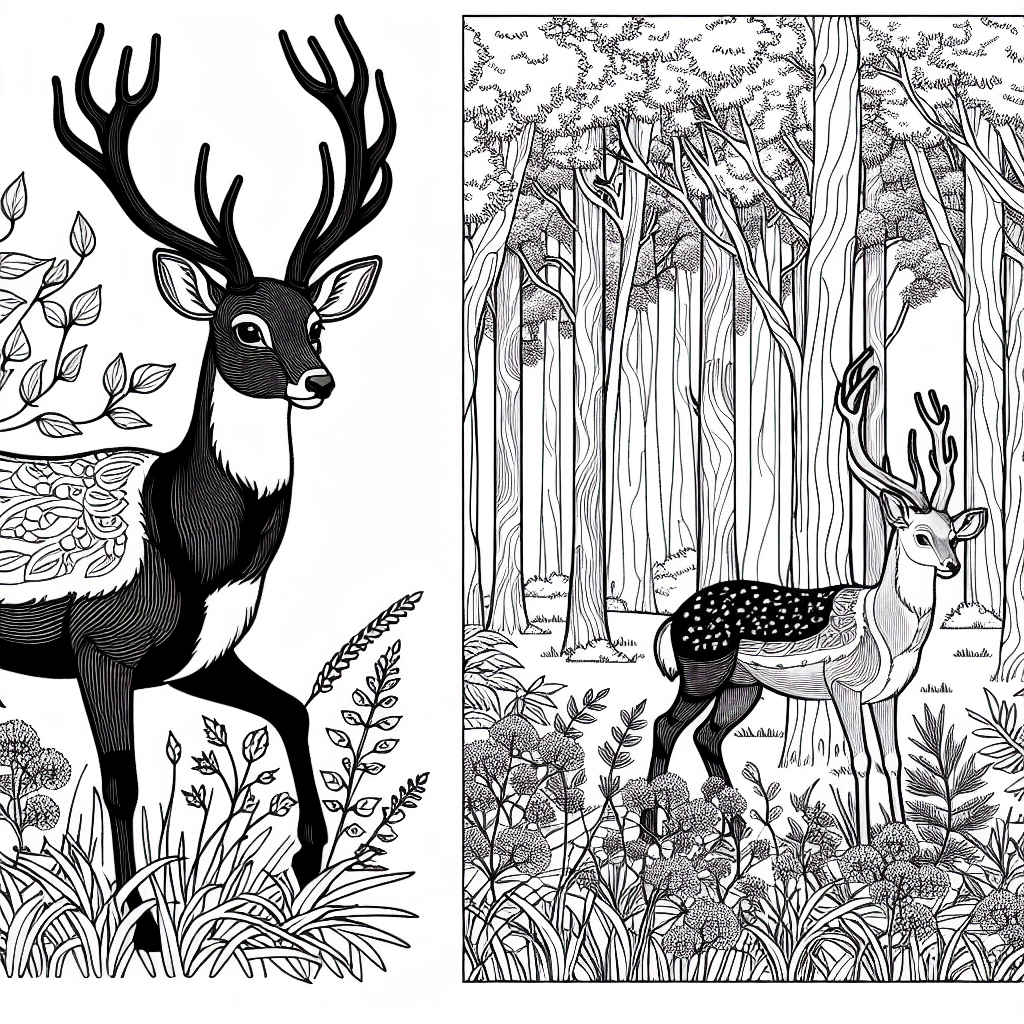 Additional deer forest coloring page 1