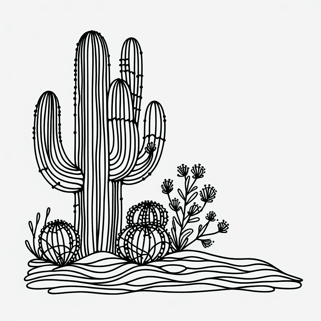 Additional desert cactus coloring page 1