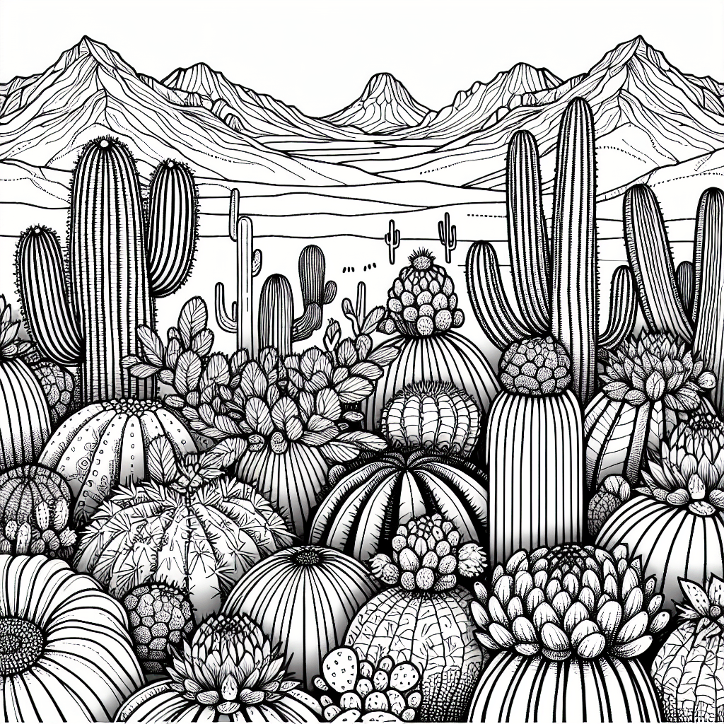 Additional desert cactus coloring page 2