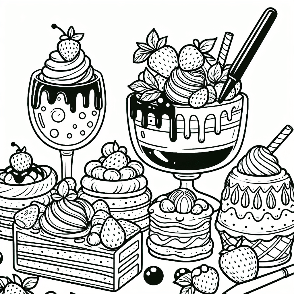 Additional desserts coloring page 1