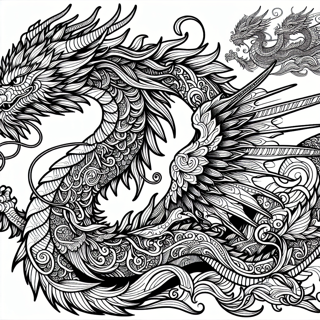 Additional detailed dragon coloring page 1