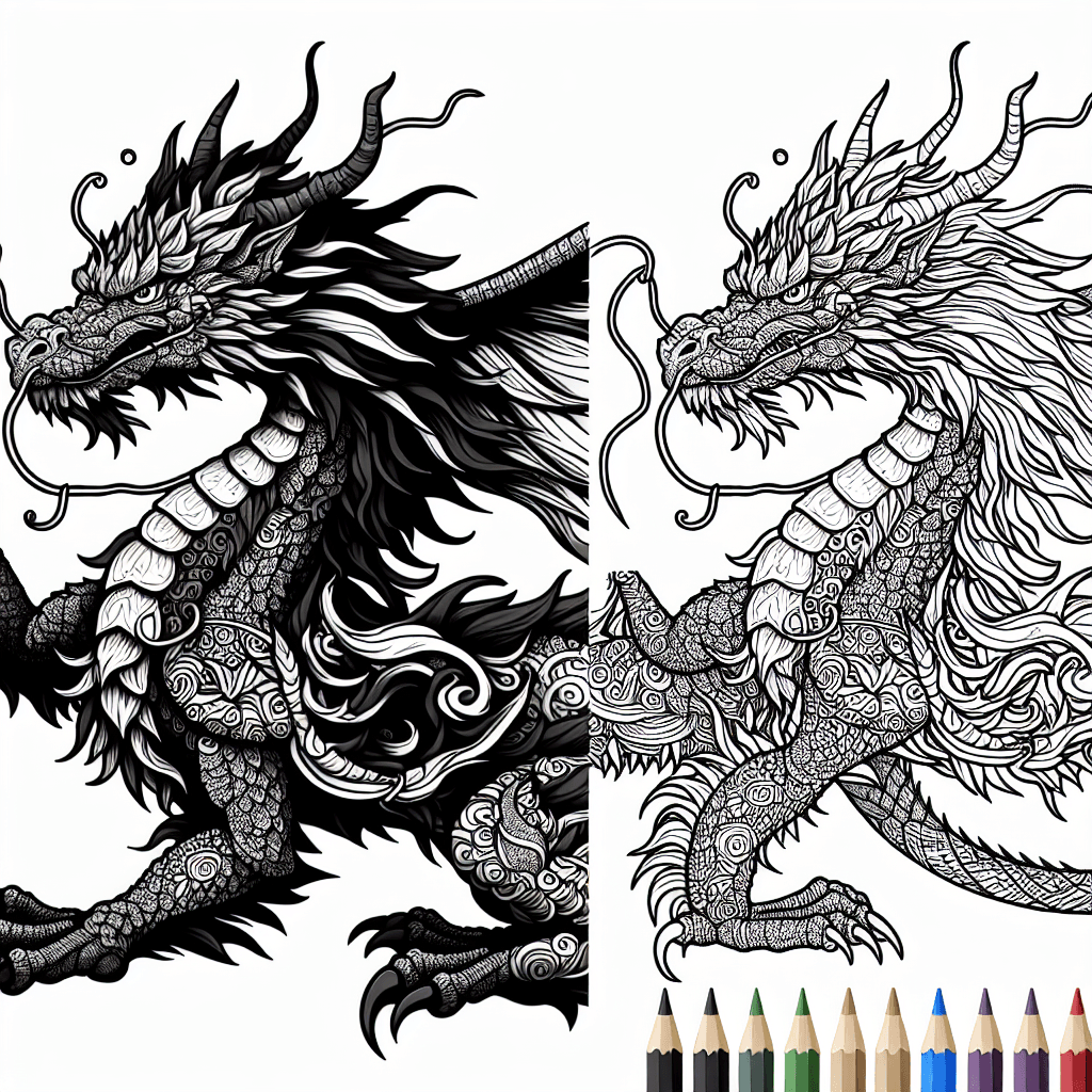 Additional detailed dragon coloring page 2