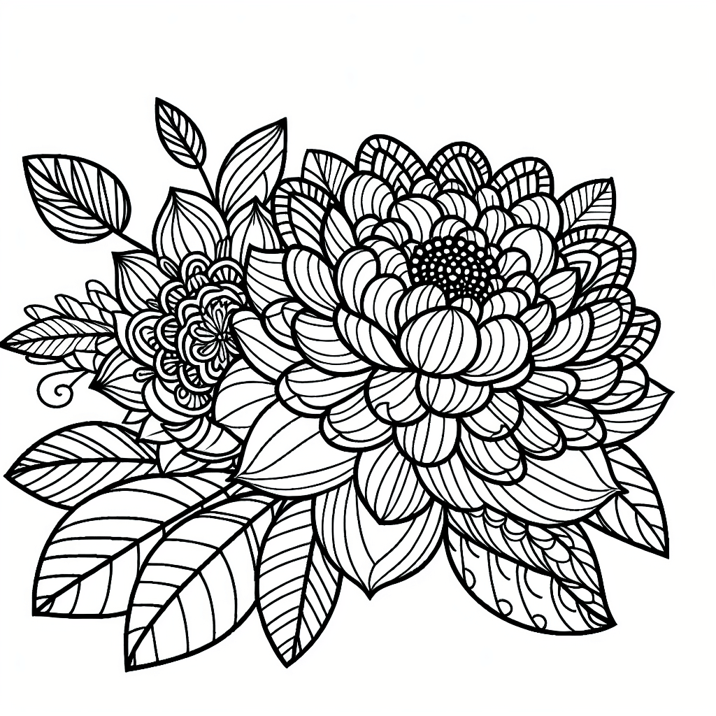 Additional detailed flower coloring page 1