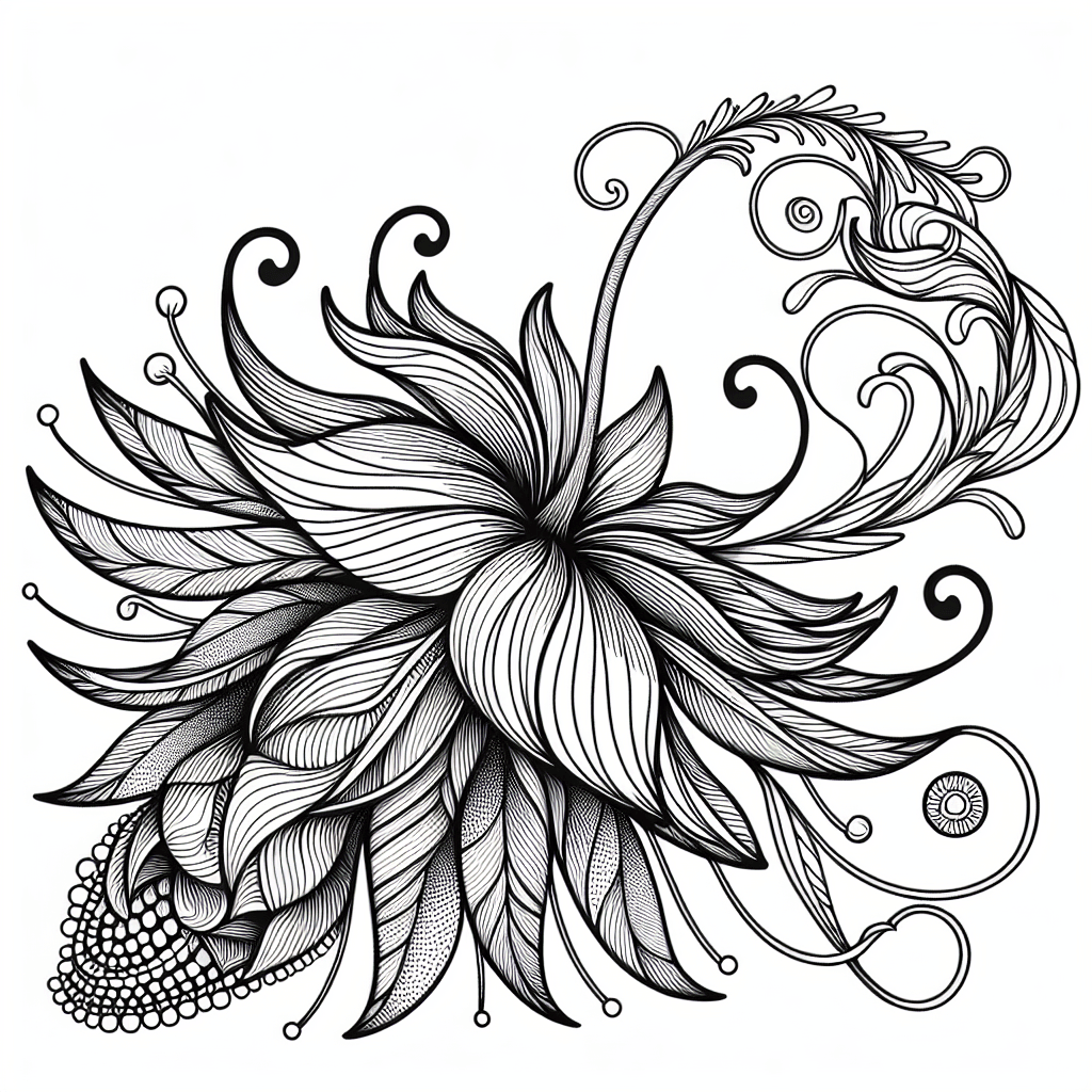 Additional detailed flower coloring page 2