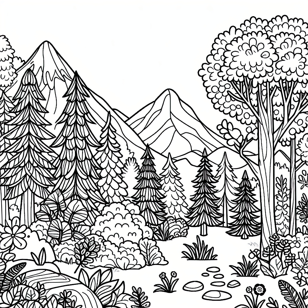 detailed forest coloring pages