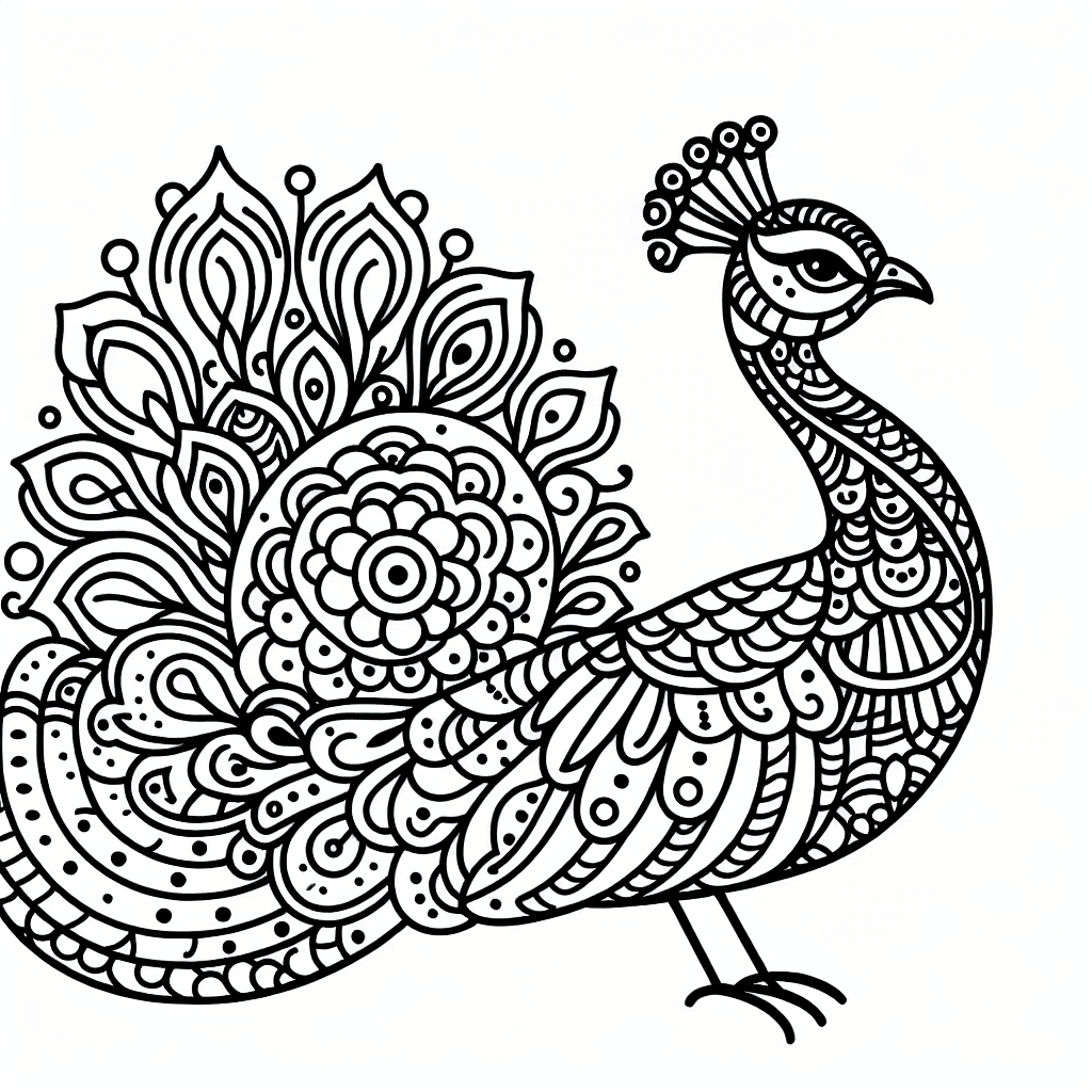 detailed peacock coloring pages