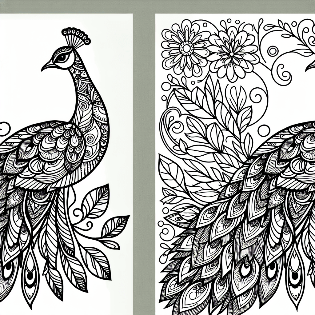 Additional detailed peacock coloring page 1