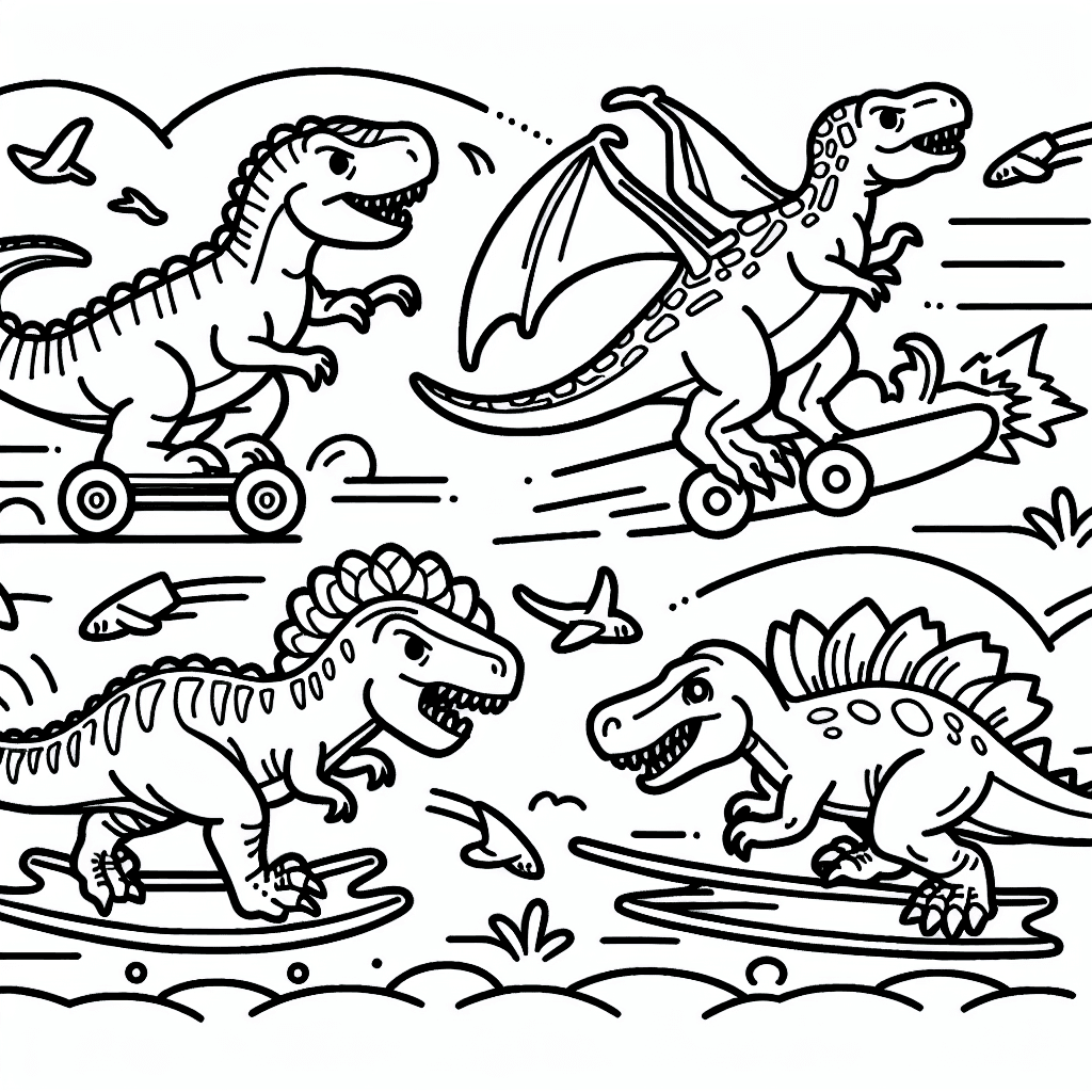 dino race coloring pages