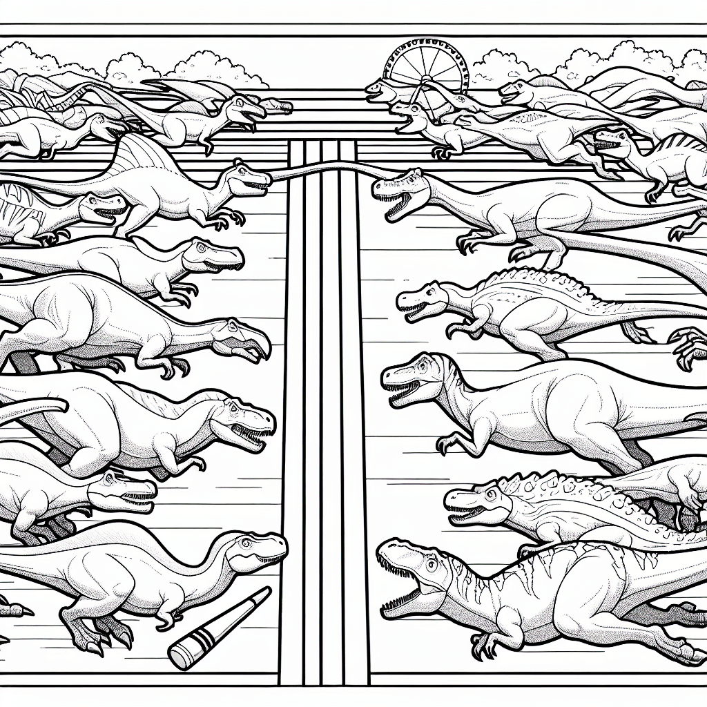 Additional dino race coloring page 2