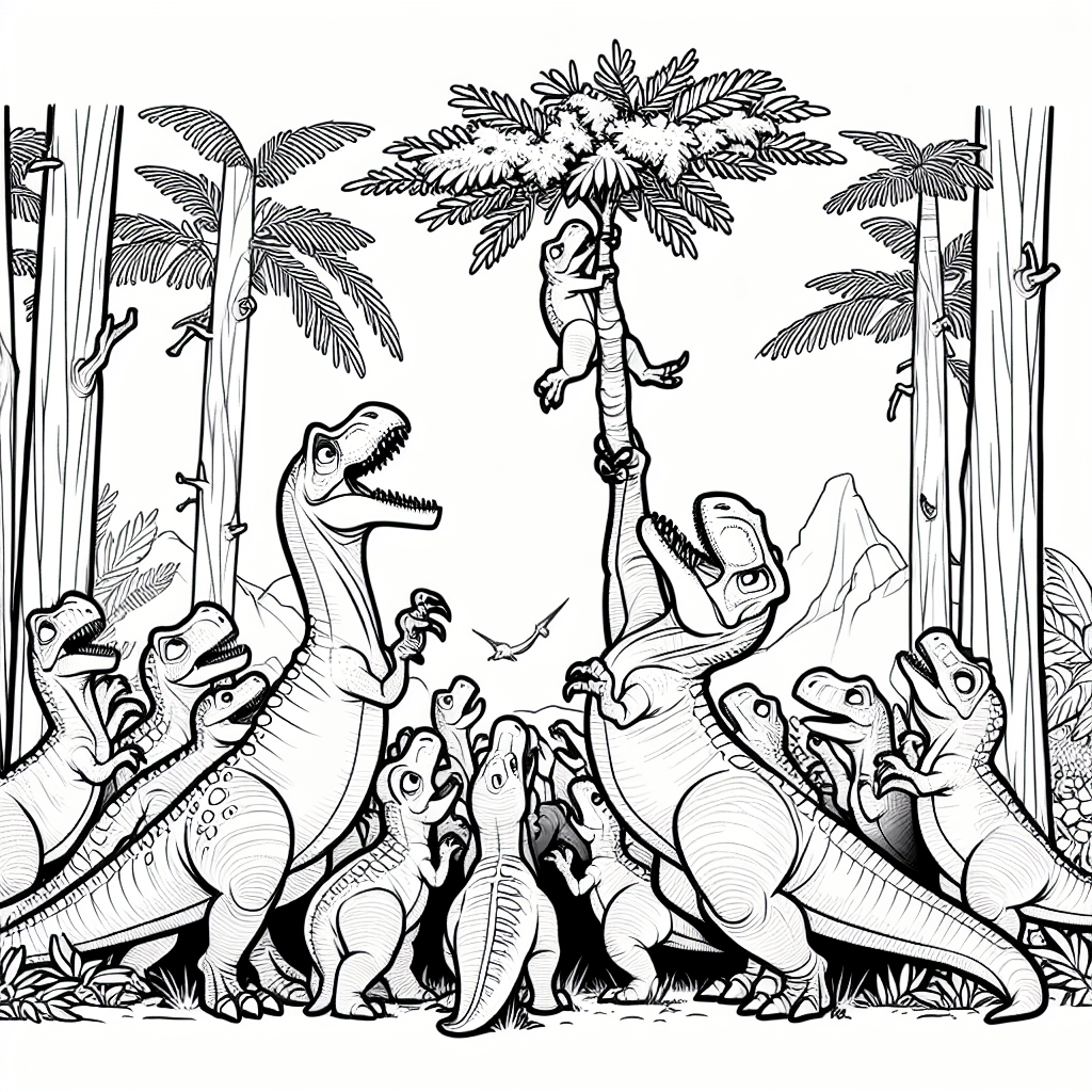 Additional dinosaur fight coloring page 2