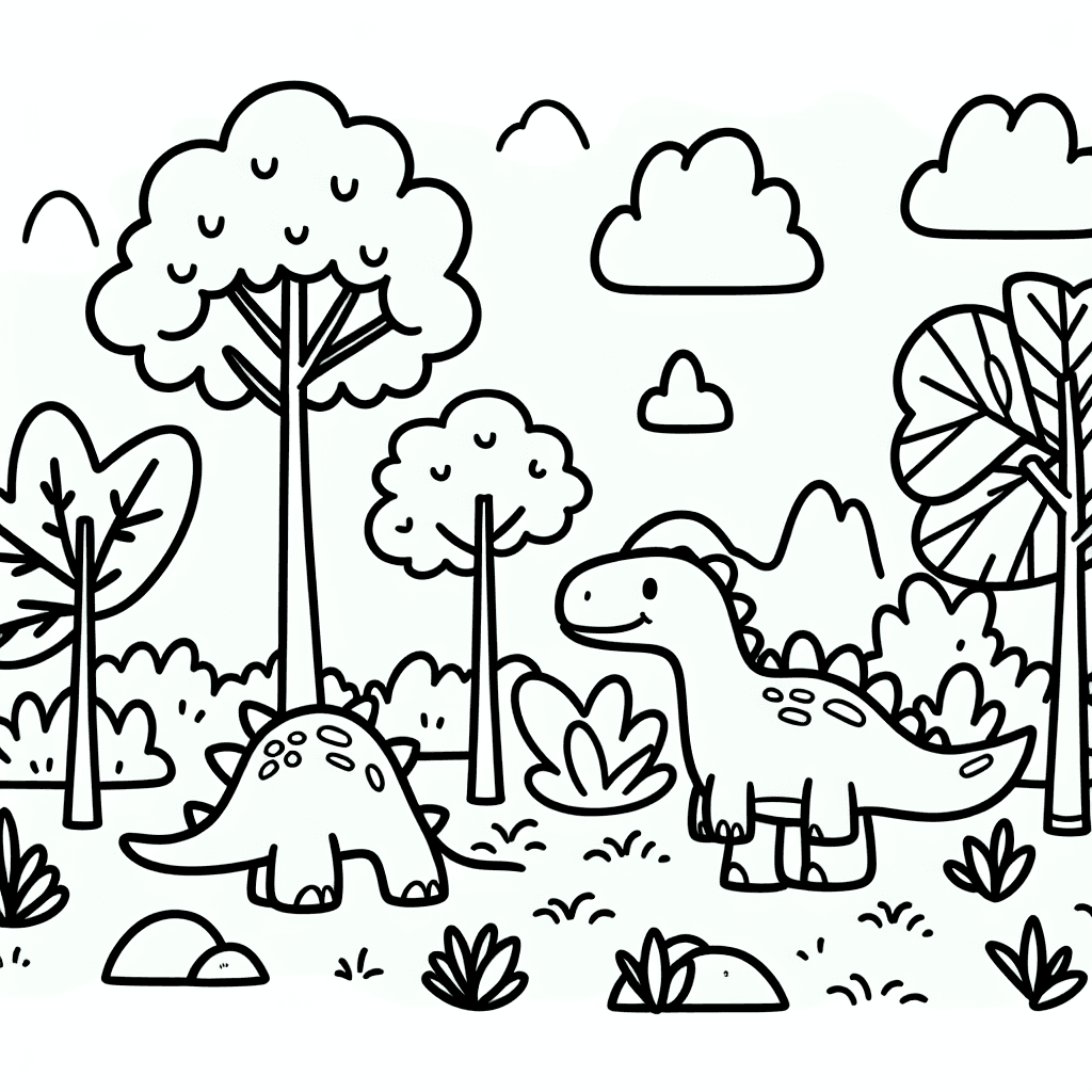 dinosaur jungle coloring pages