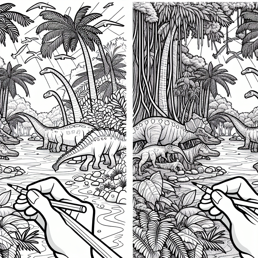 Additional dinosaur jungle coloring page 2