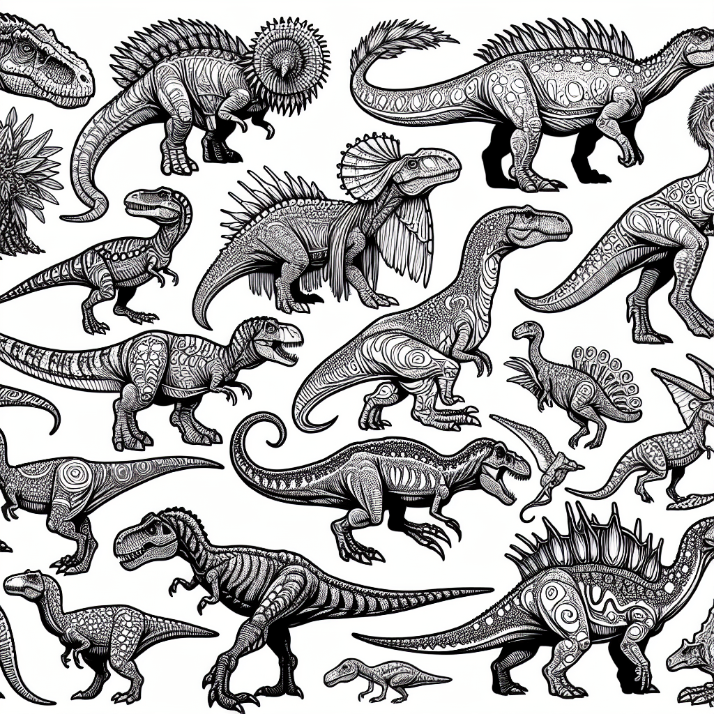 Additional dinosaurs coloring page 1